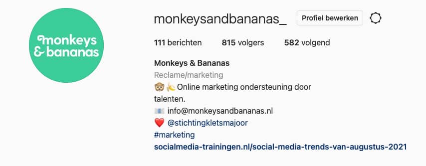 Instagram bio monkeys and bananas