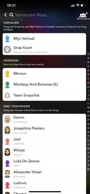 Snapchat versturen