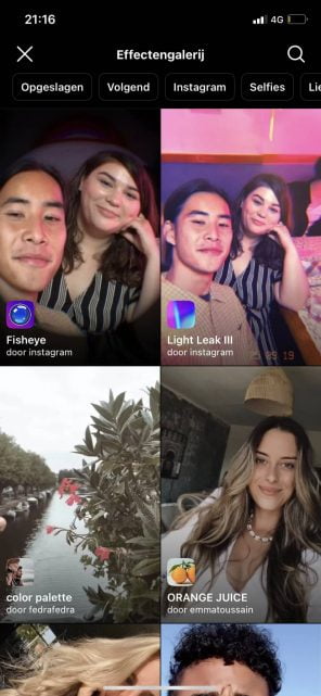 Filters toevoegen Instagram Stories