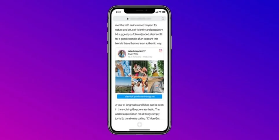 Instagram profiel embedden