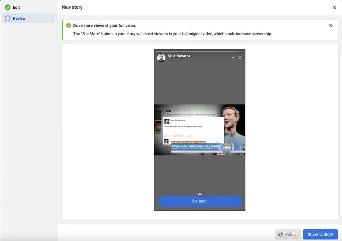 Facebook Creator Studio voorvertoning video