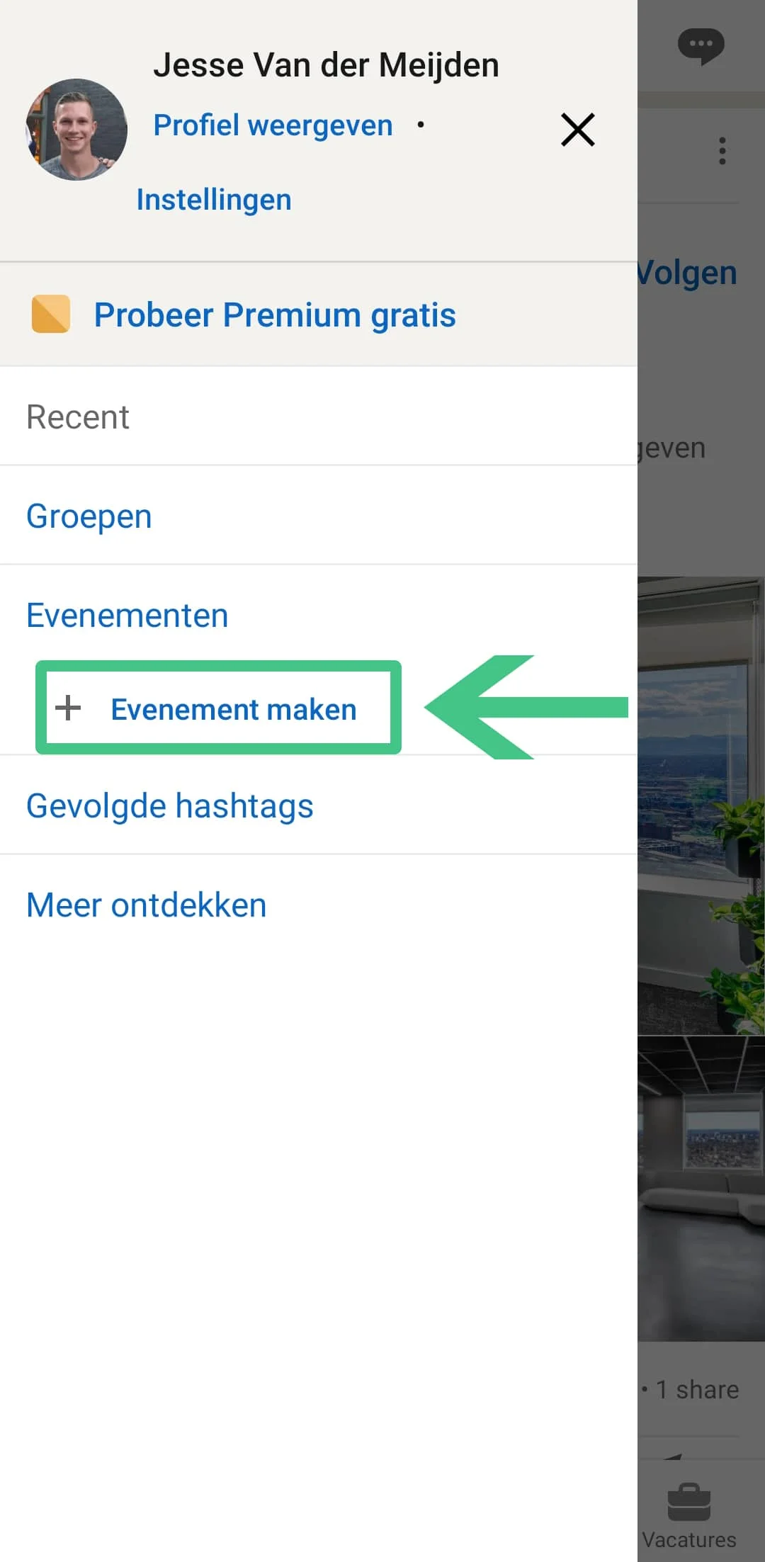 LinkedIn Event Mobiel - Evenement maken