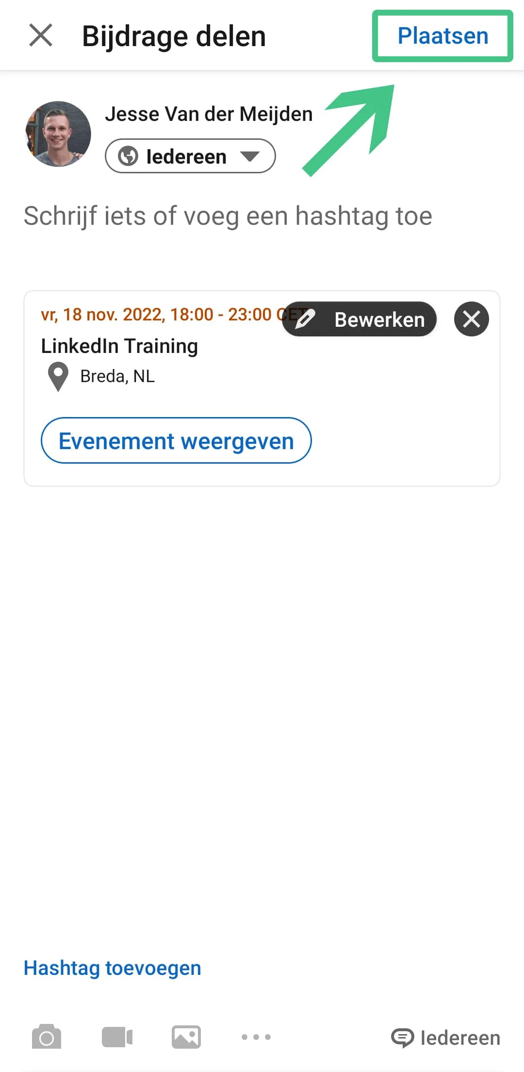 LinkedIn Event Mobiel - Plaatsen