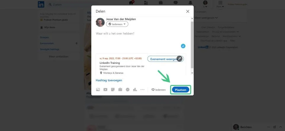LinkedIn Event - Plaatsen