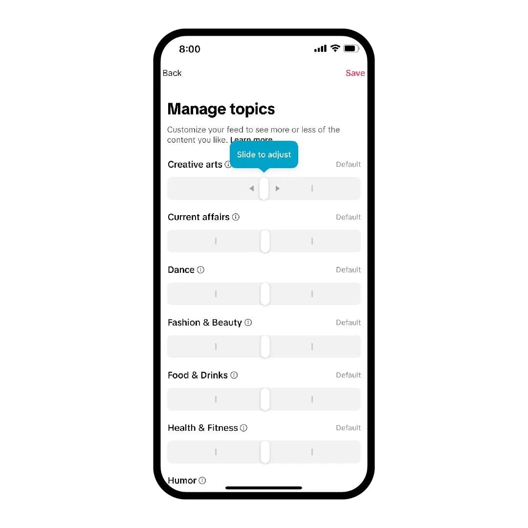 tiktok manage topics