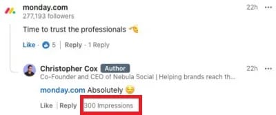 linkedin impression count